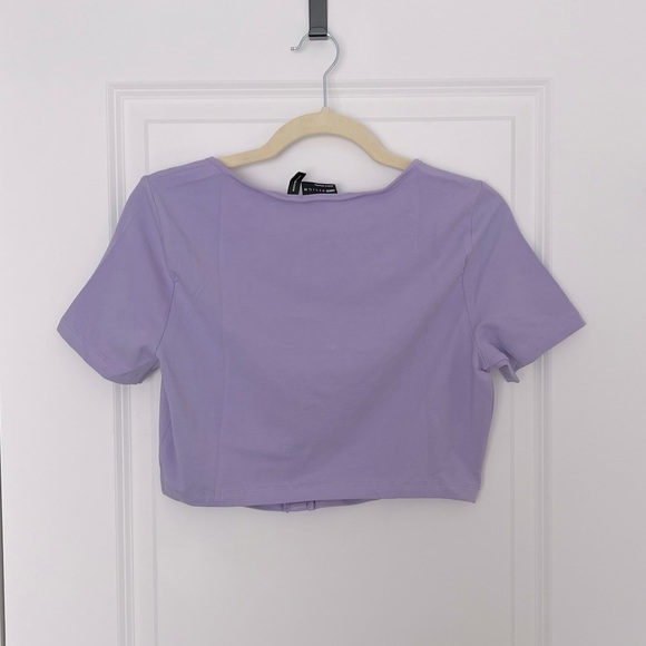 💯3/30$ NWT ASOS DESIGN fitted crop top with snap front in lavender - Picture 6 of 6